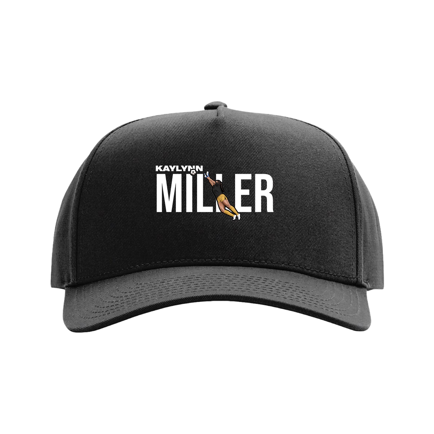 Full Fabric Five-Panel Champ Cap — Player Name in Black