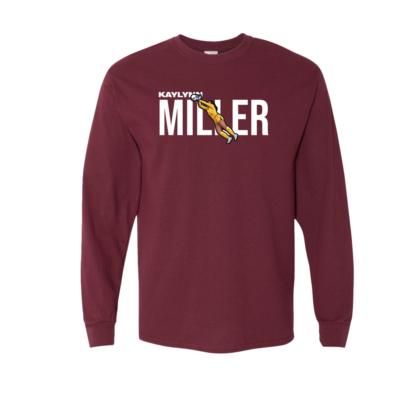 Long Sleeve Tee — Player Name in Maroon