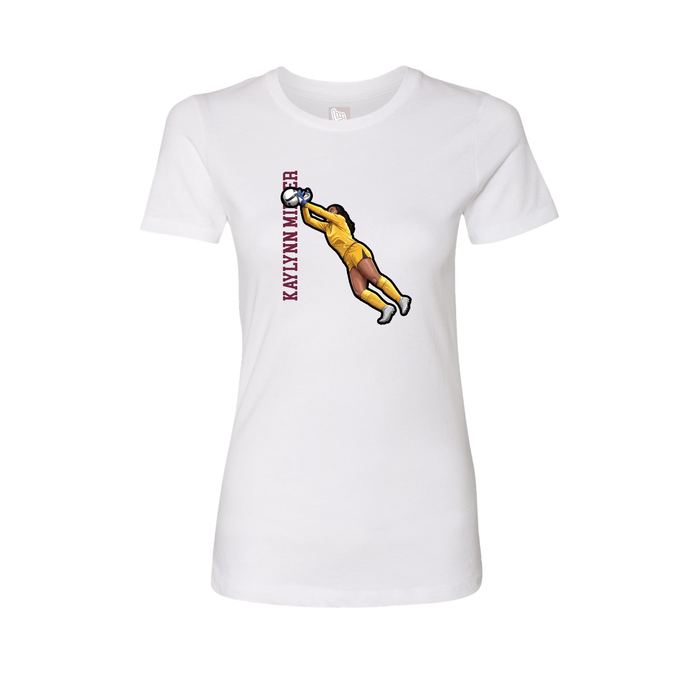Womens Tee — Name Vertical in White