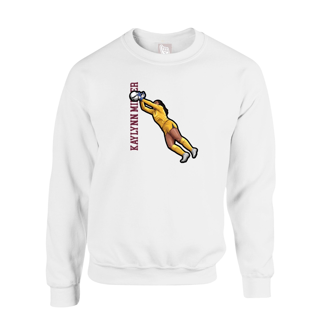 Fleece Crew — Name Vertical in White