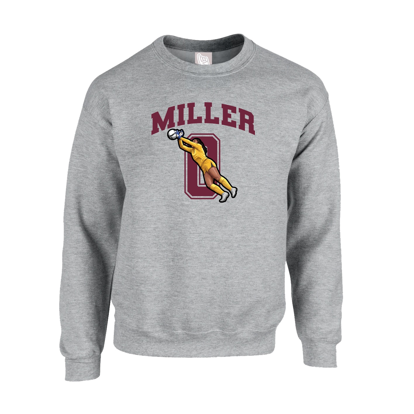 Fleece Crew — Number in Grey