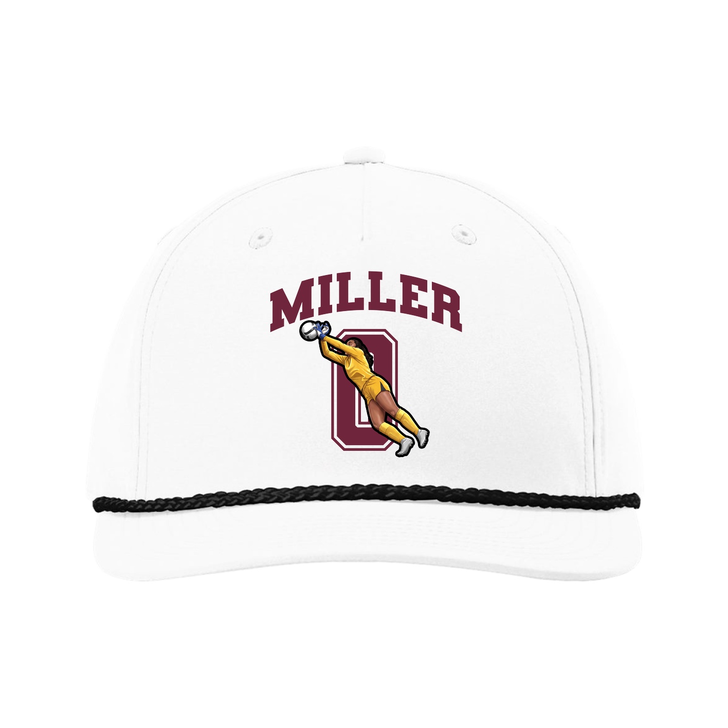 Five-Panel Classic Rope Cap — Number in White
