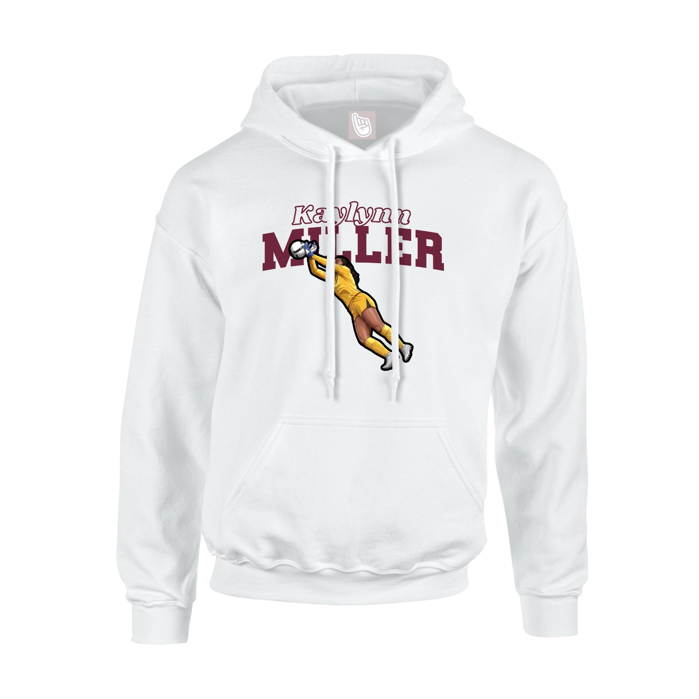 Youth Hoodie — Name Arch in White