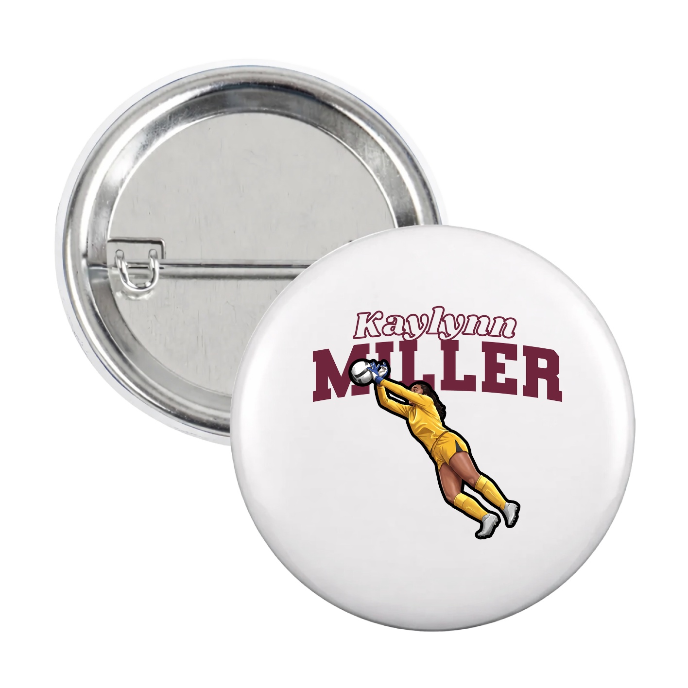 Game Day Button — Name Arch in White
