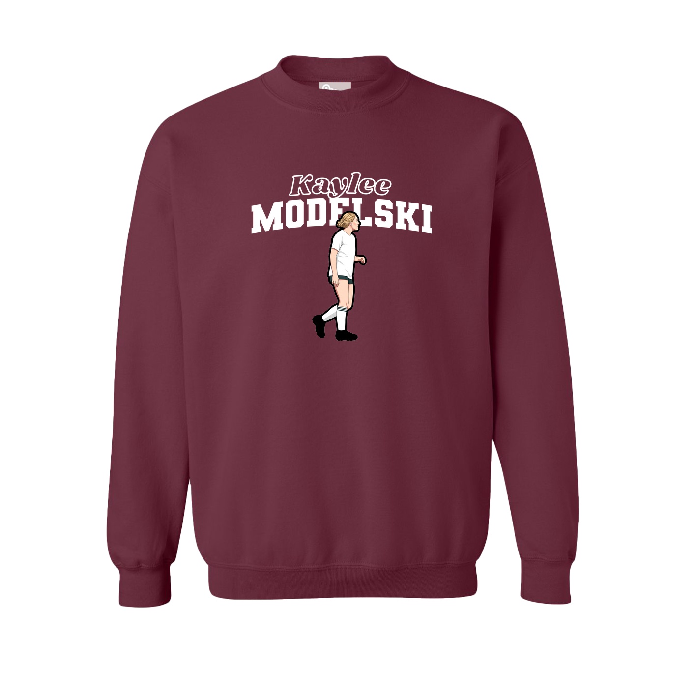 Fleece Crew — Name Arch in Maroon