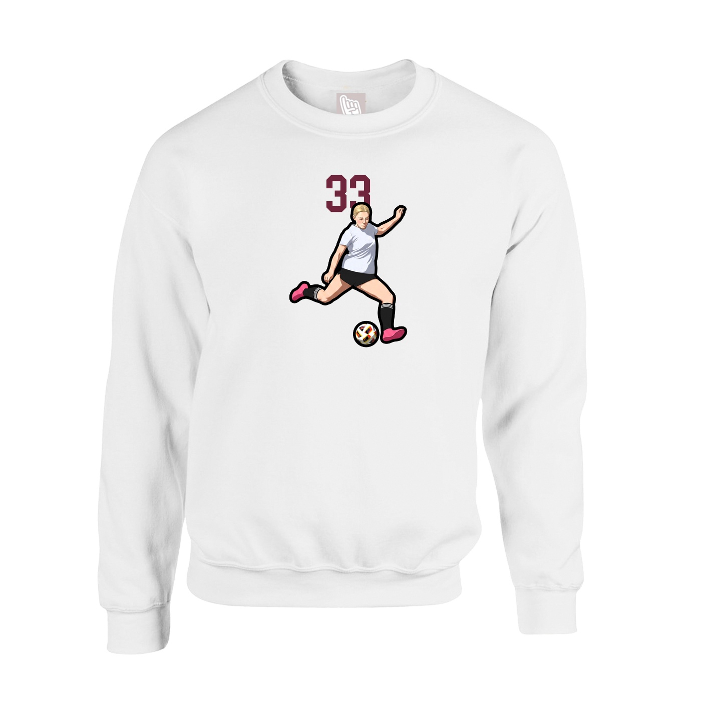 Fleece Crew — Number Top in White