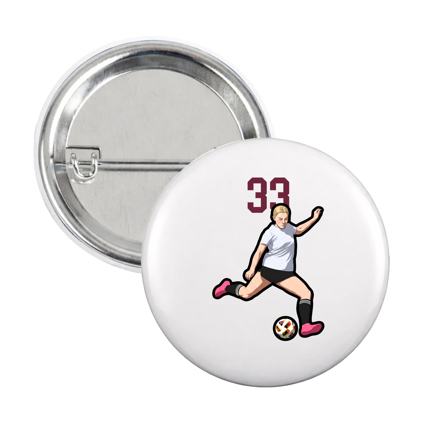 Game Day Button — Number Top in White