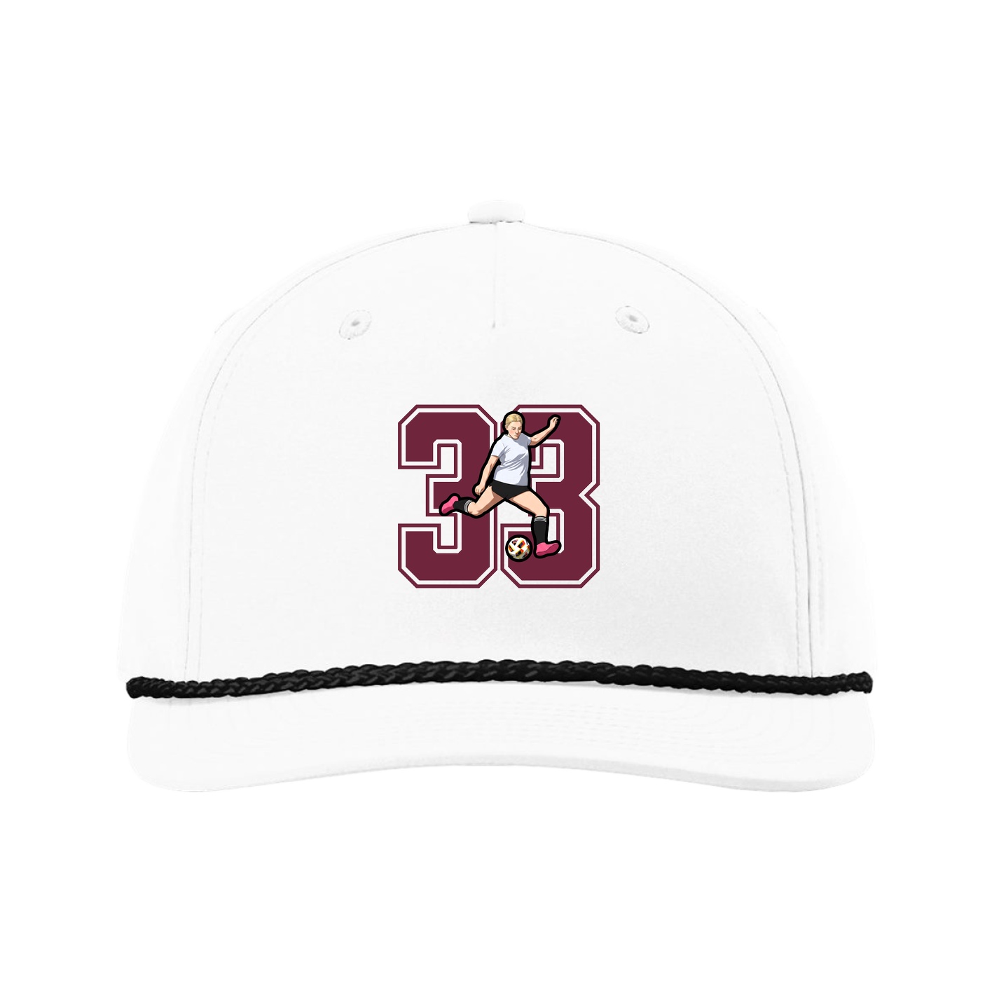 Five-Panel Classic Rope Cap — Number in White