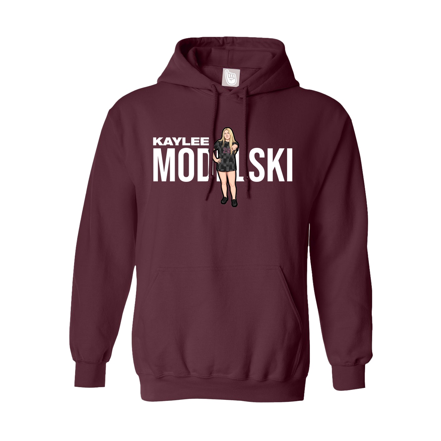Youth Hoodie — Player Name in Maroon