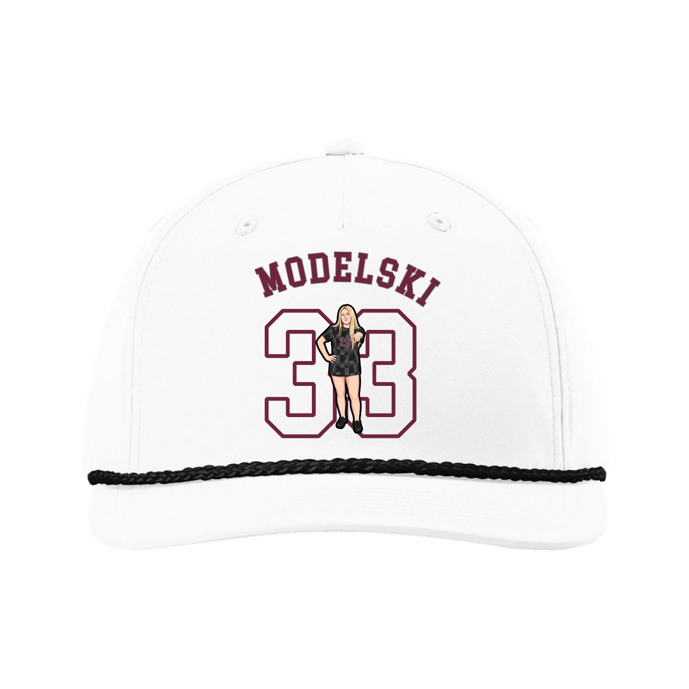 Five-Panel Classic Rope Cap — Shirsey Arch in White