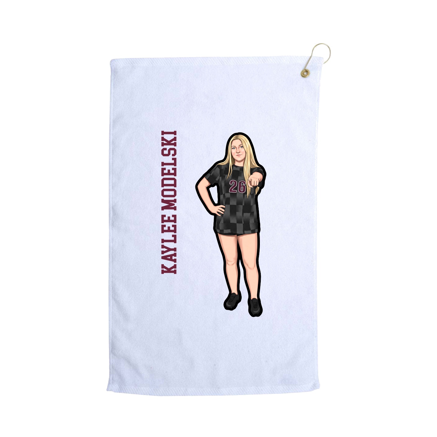 Golf Towel — Name Vertical in White
