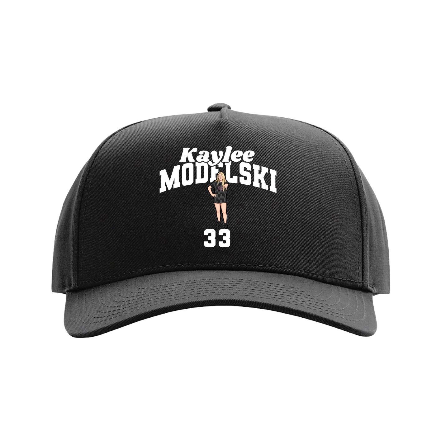Full Fabric Five-Panel Champ Cap — Signature Arch in Black
