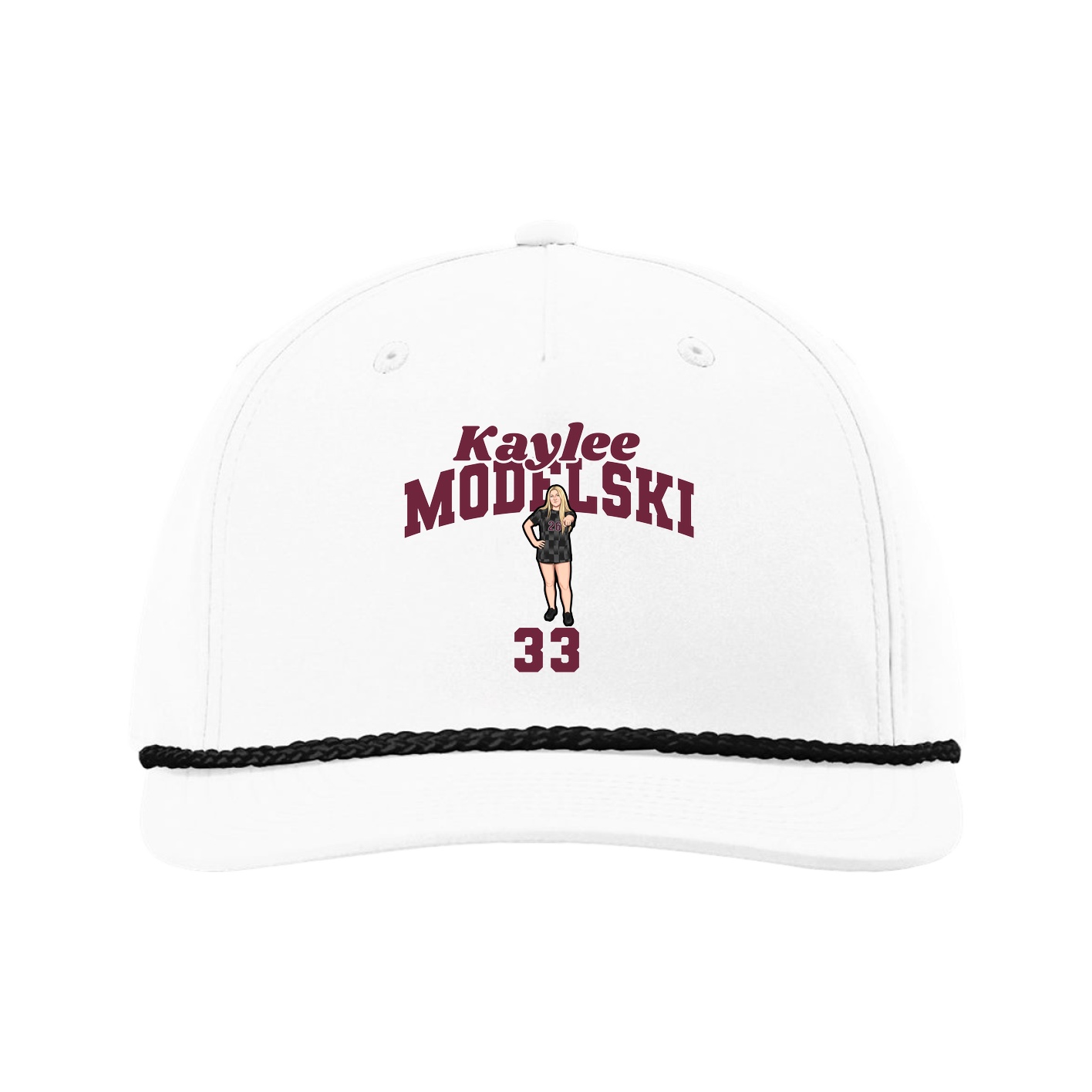 Five-Panel Classic Rope Cap — Signature Arch in White