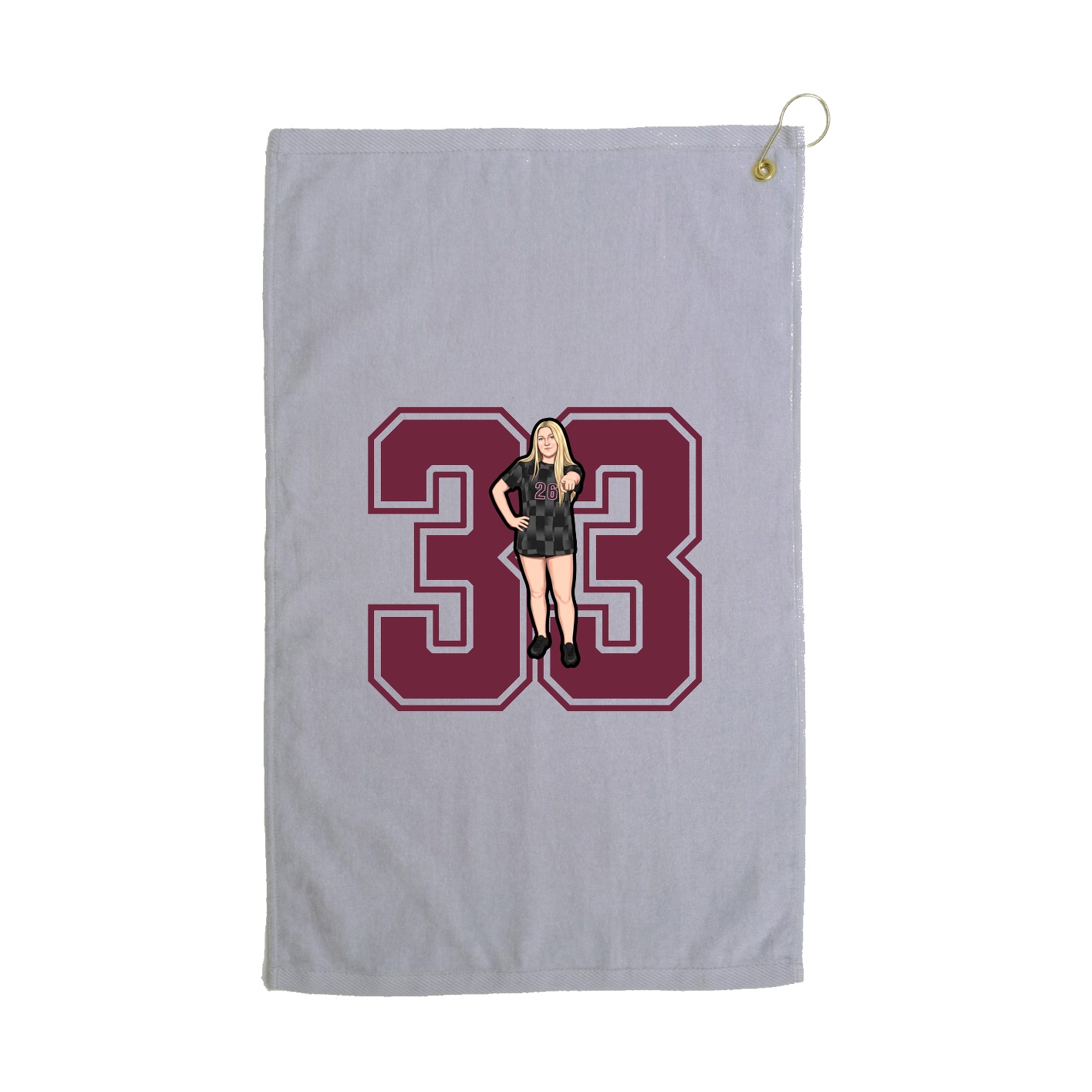 Golf Towel — Number in Grey