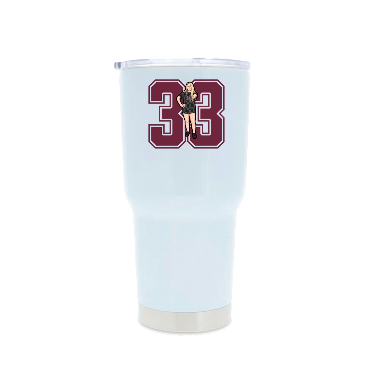30oz Stainless Steel Tumbler — Number in White