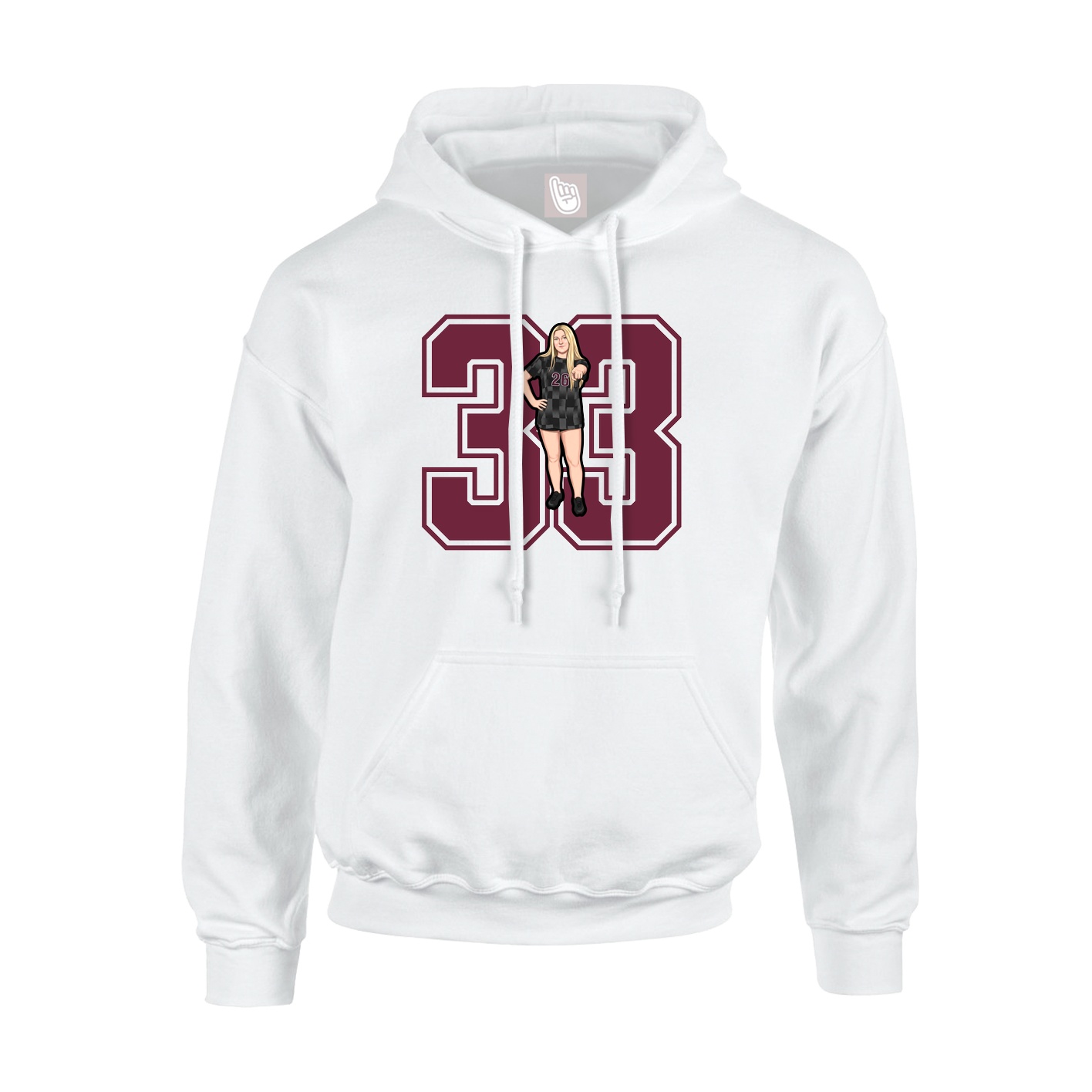 Youth Hoodie — Number in White