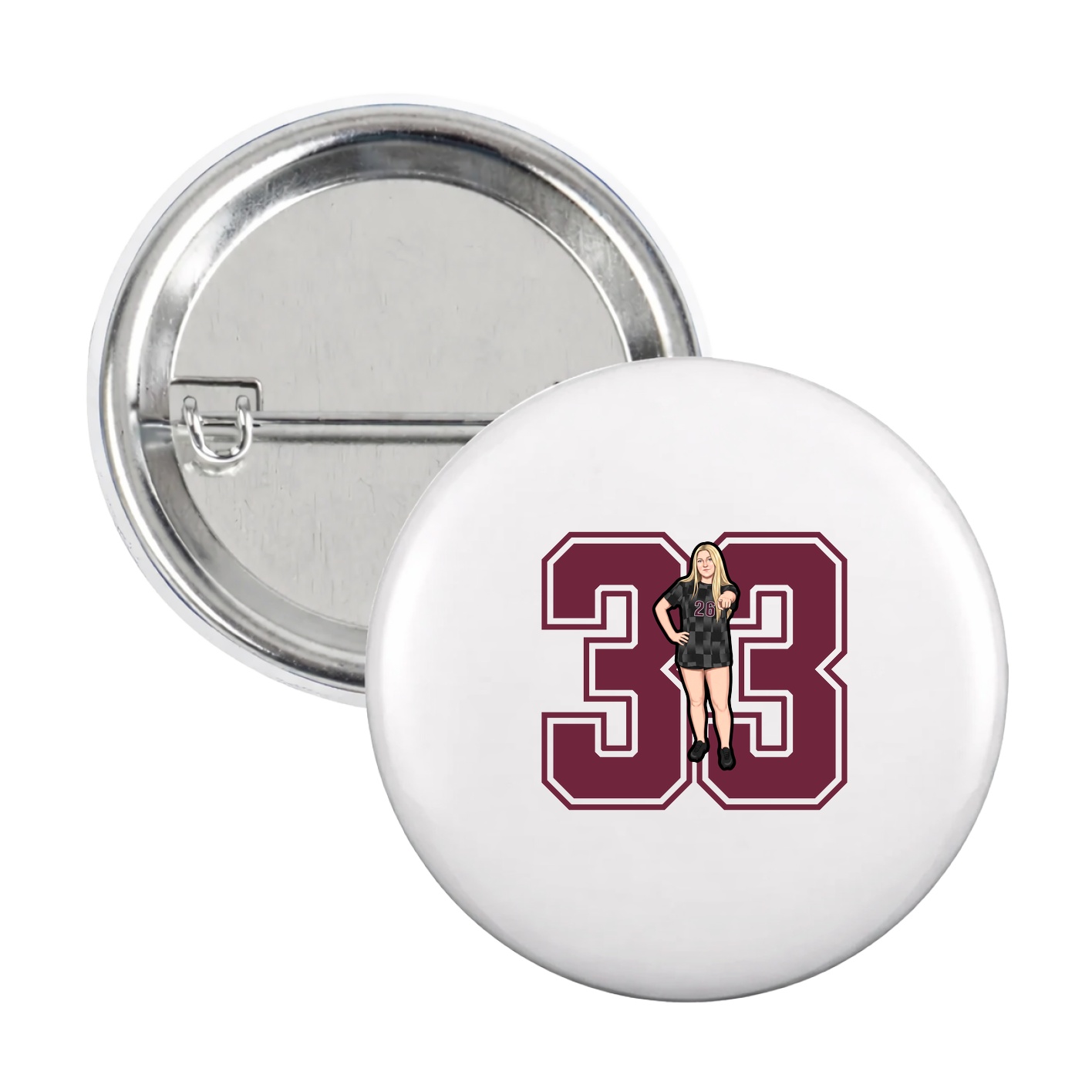 Game Day Button — Number in White