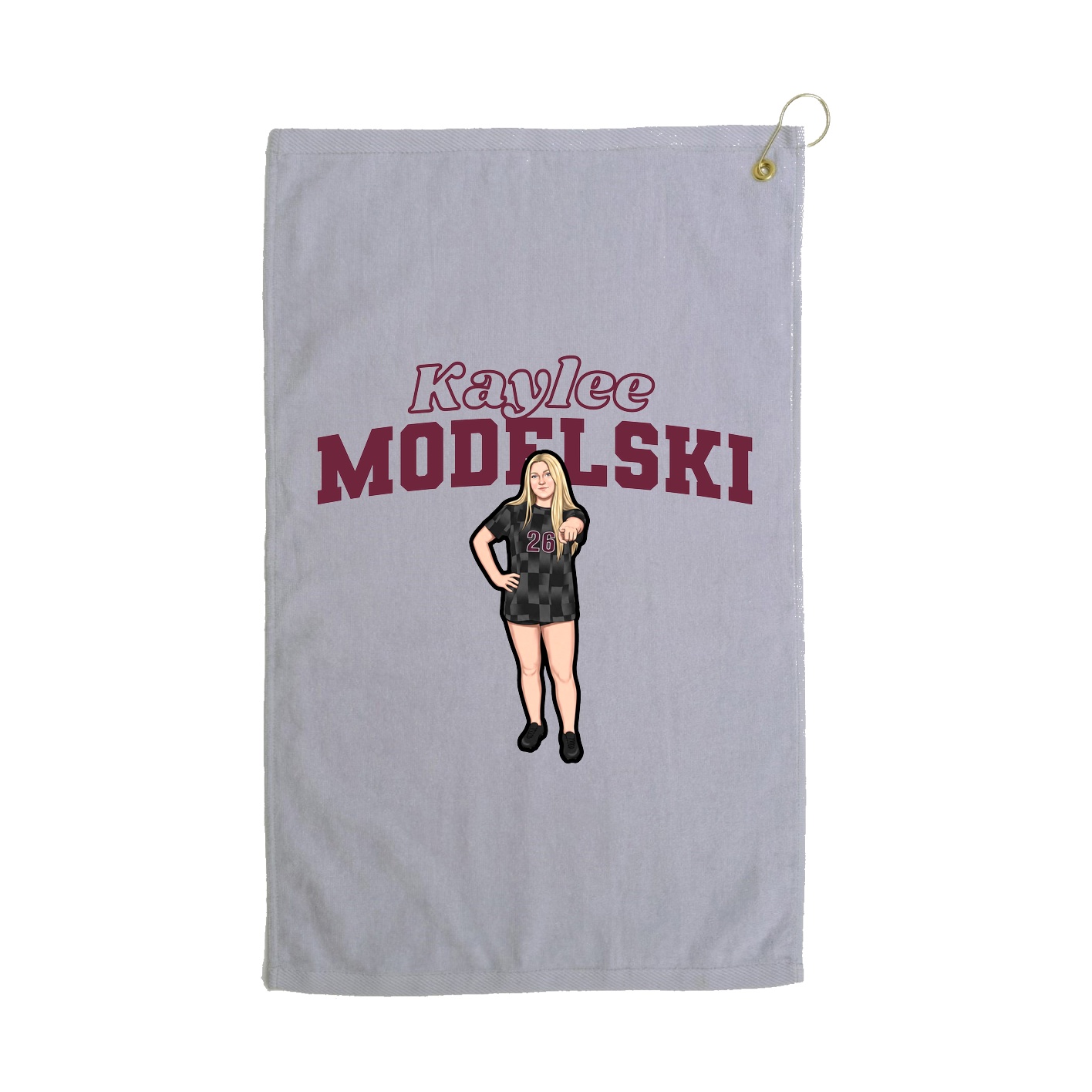 Golf Towel — Name Arch in Grey