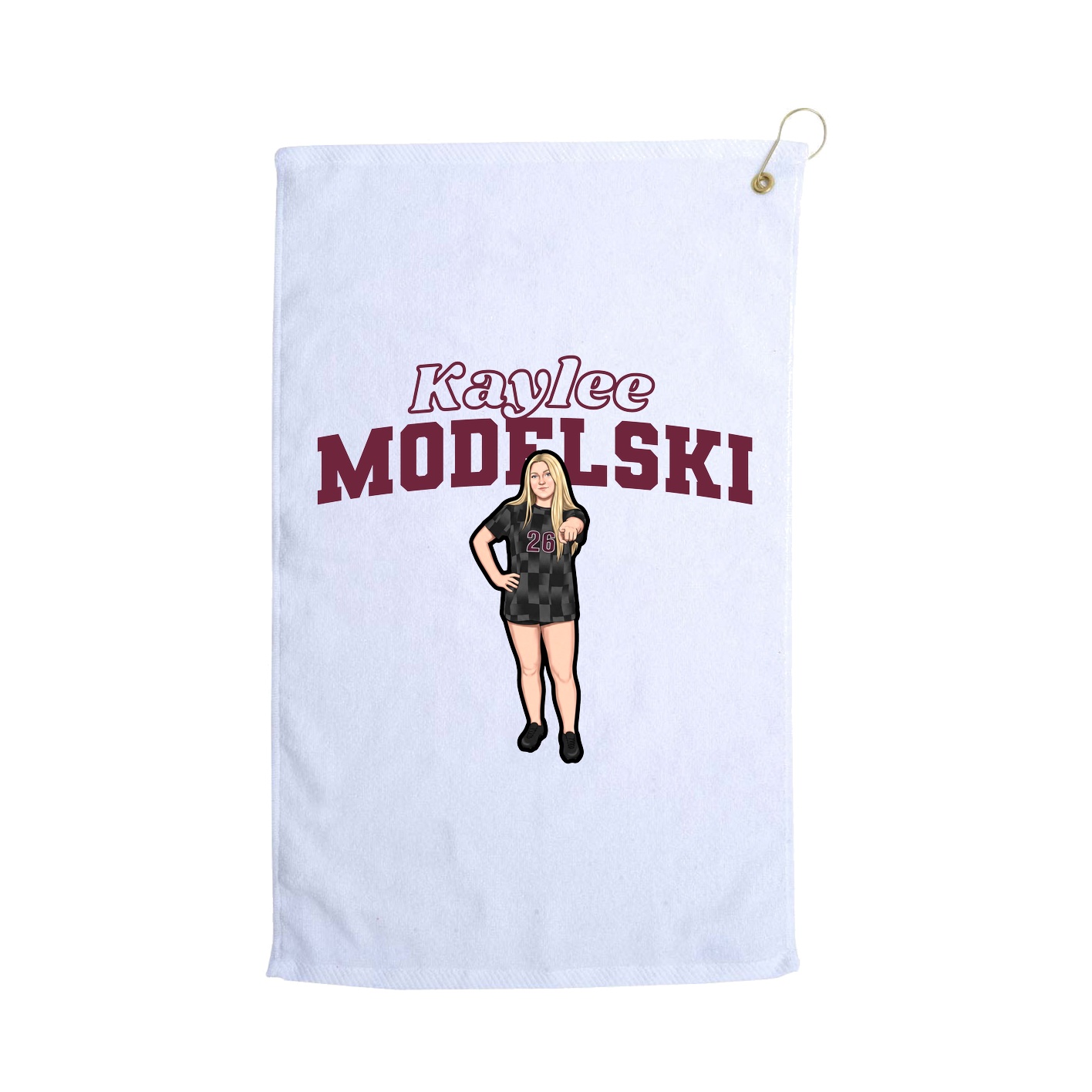Golf Towel — Name Arch in White