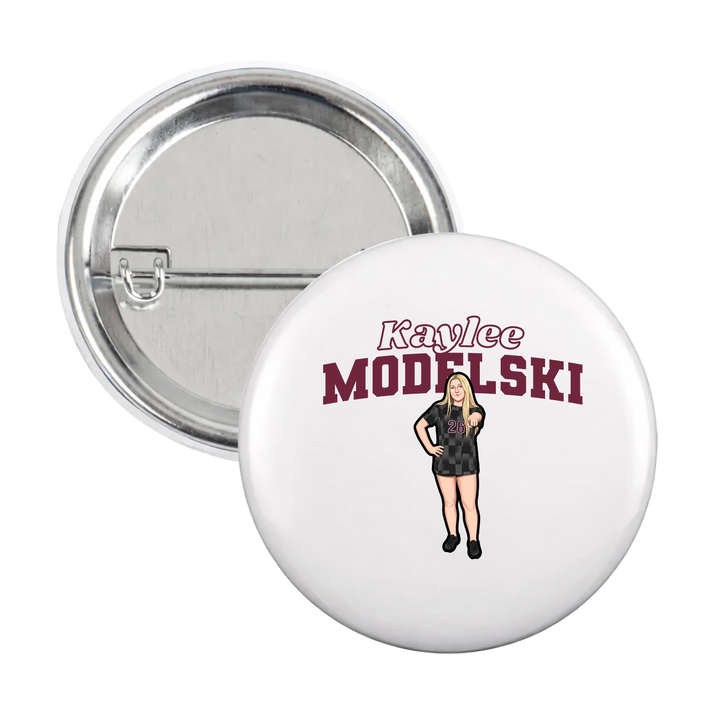 Game Day Button — Name Arch in White