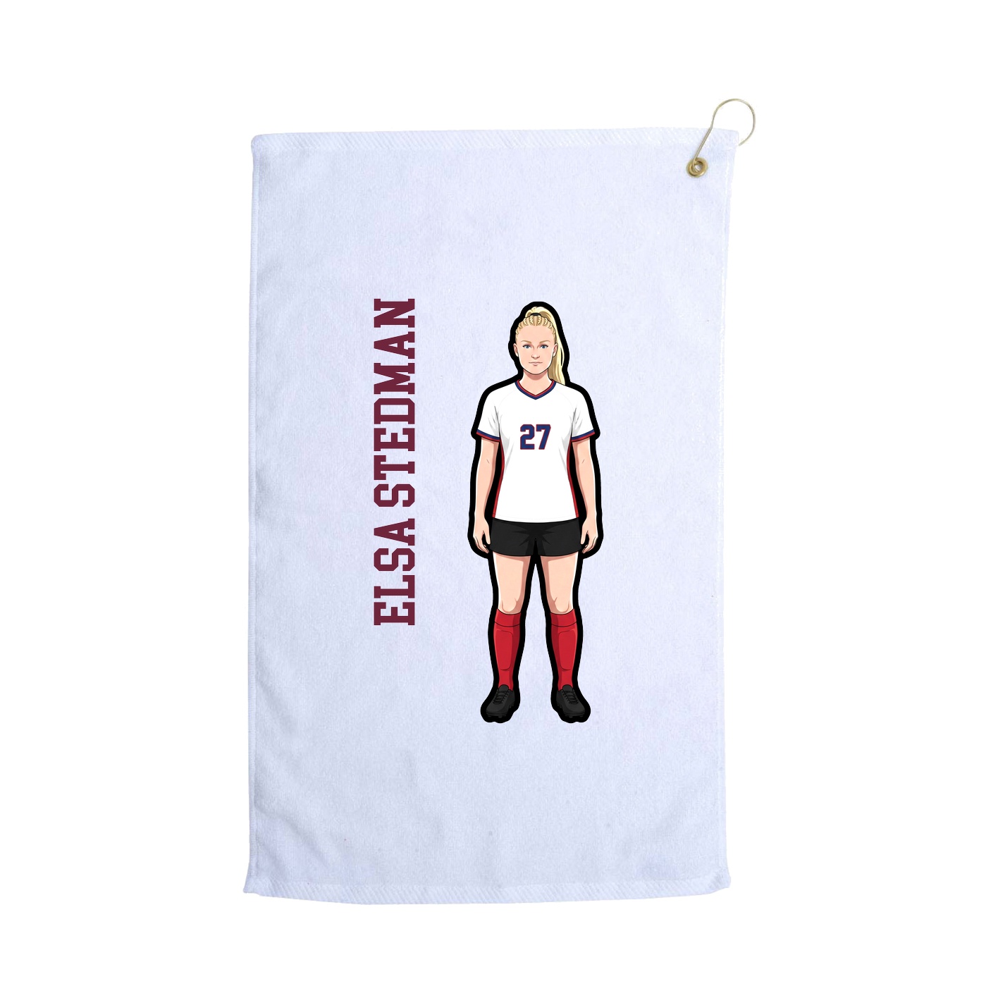 Golf Towel — Name Vertical in White
