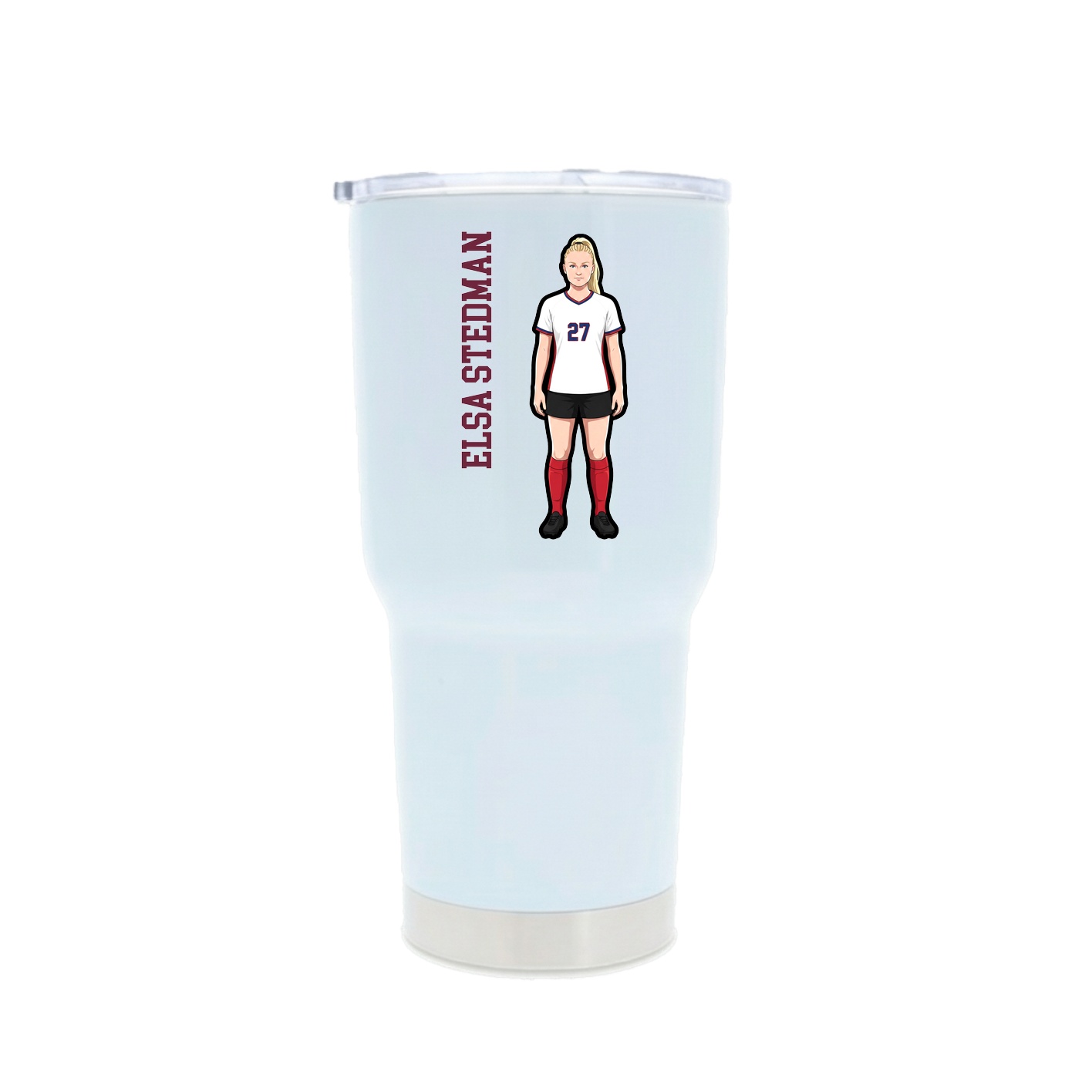 30oz Stainless Steel Tumbler — Name Vertical in White