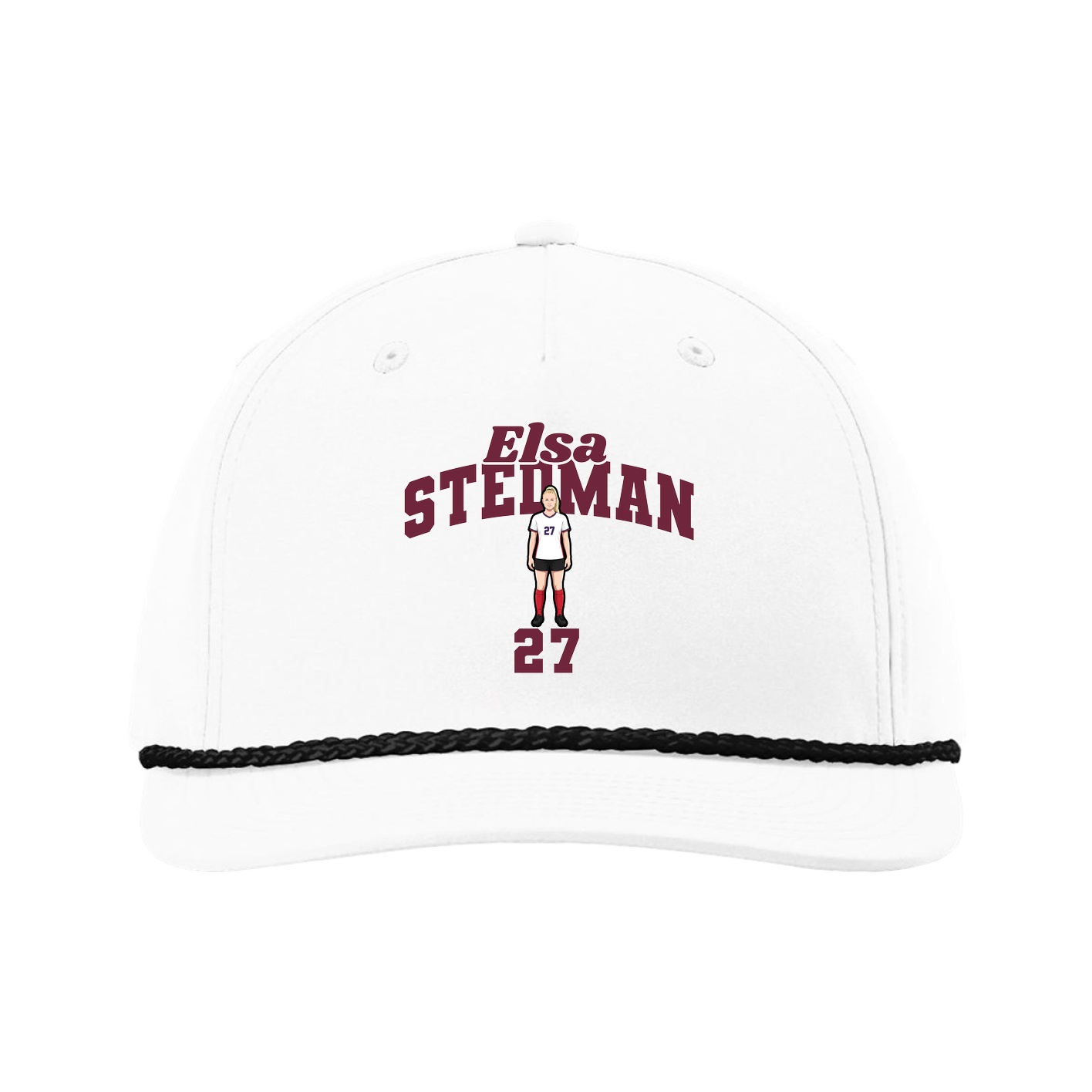 Five-Panel Classic Rope Cap — Signature Arch in White