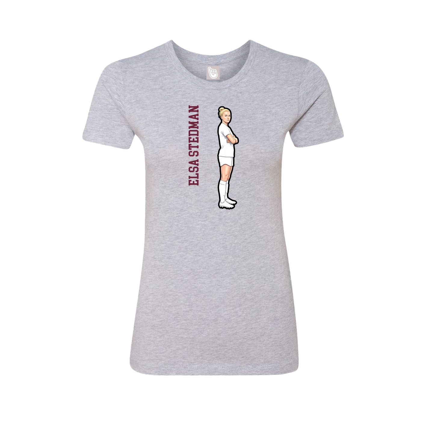 Fitted Women's Tee — Name Vertical in Grey