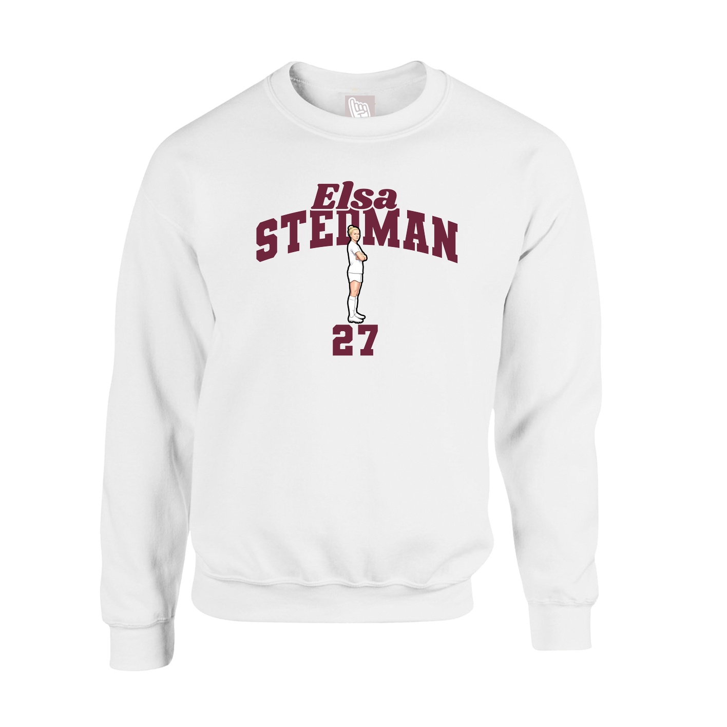 Fleece Crew — Signature Arch in White