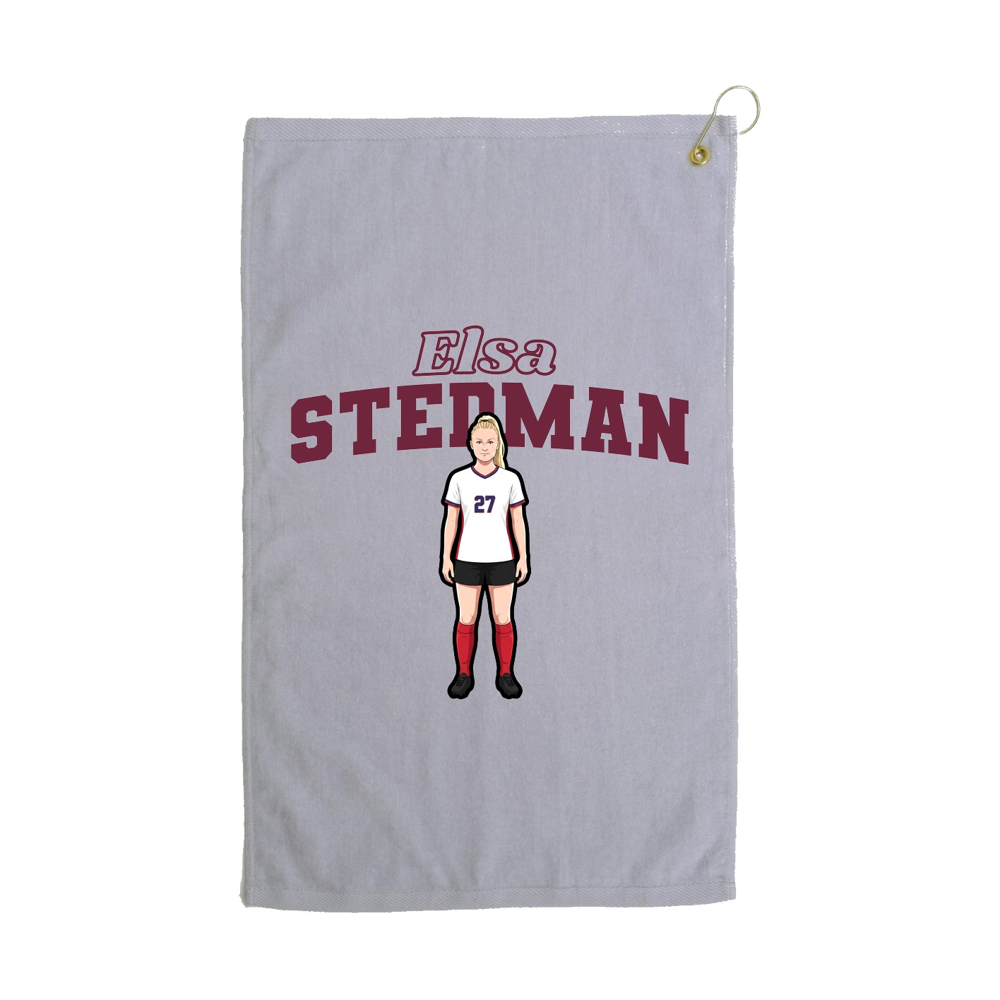 Golf Towel — Name Arch in Grey