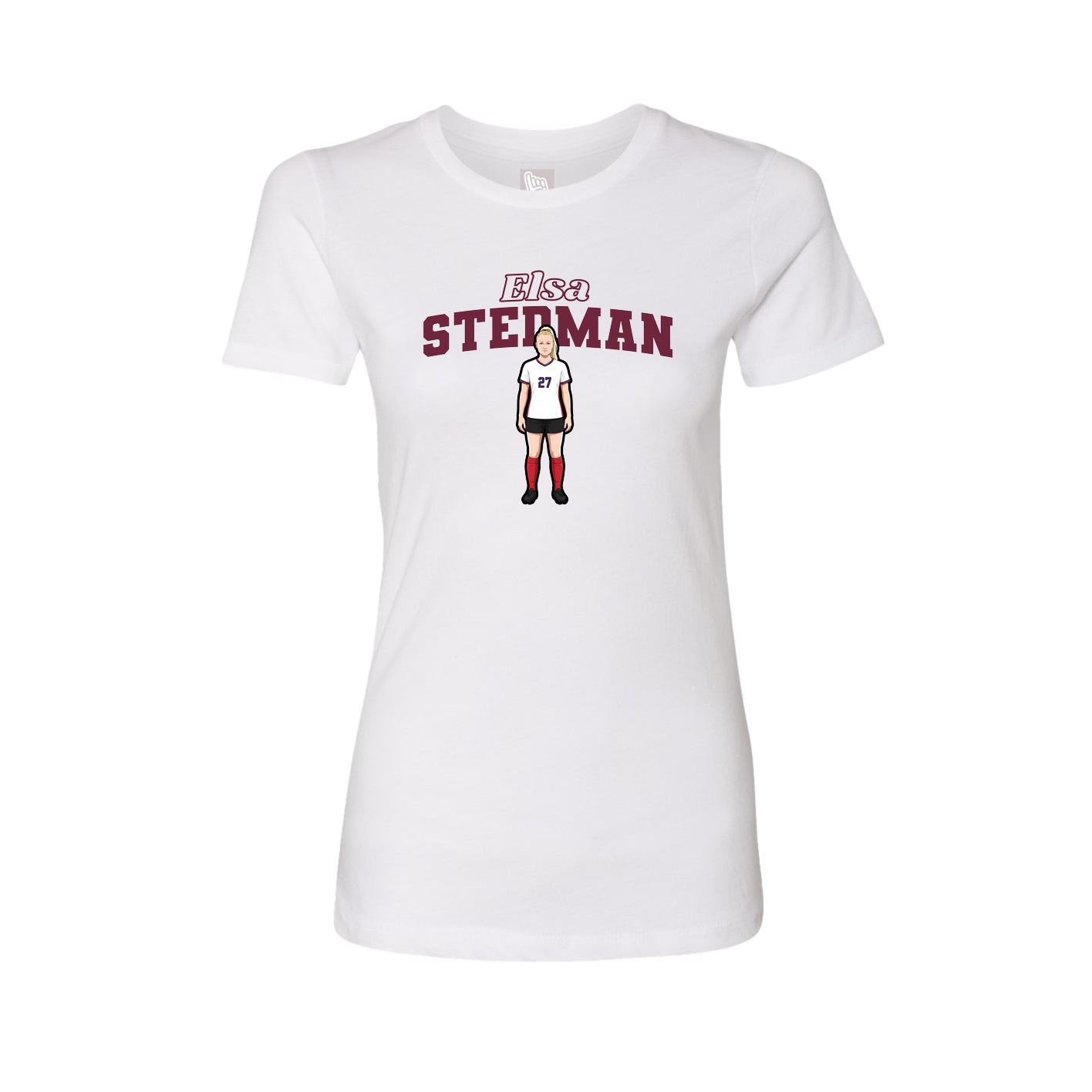 Fitted Women's Tee — Name Arch in White