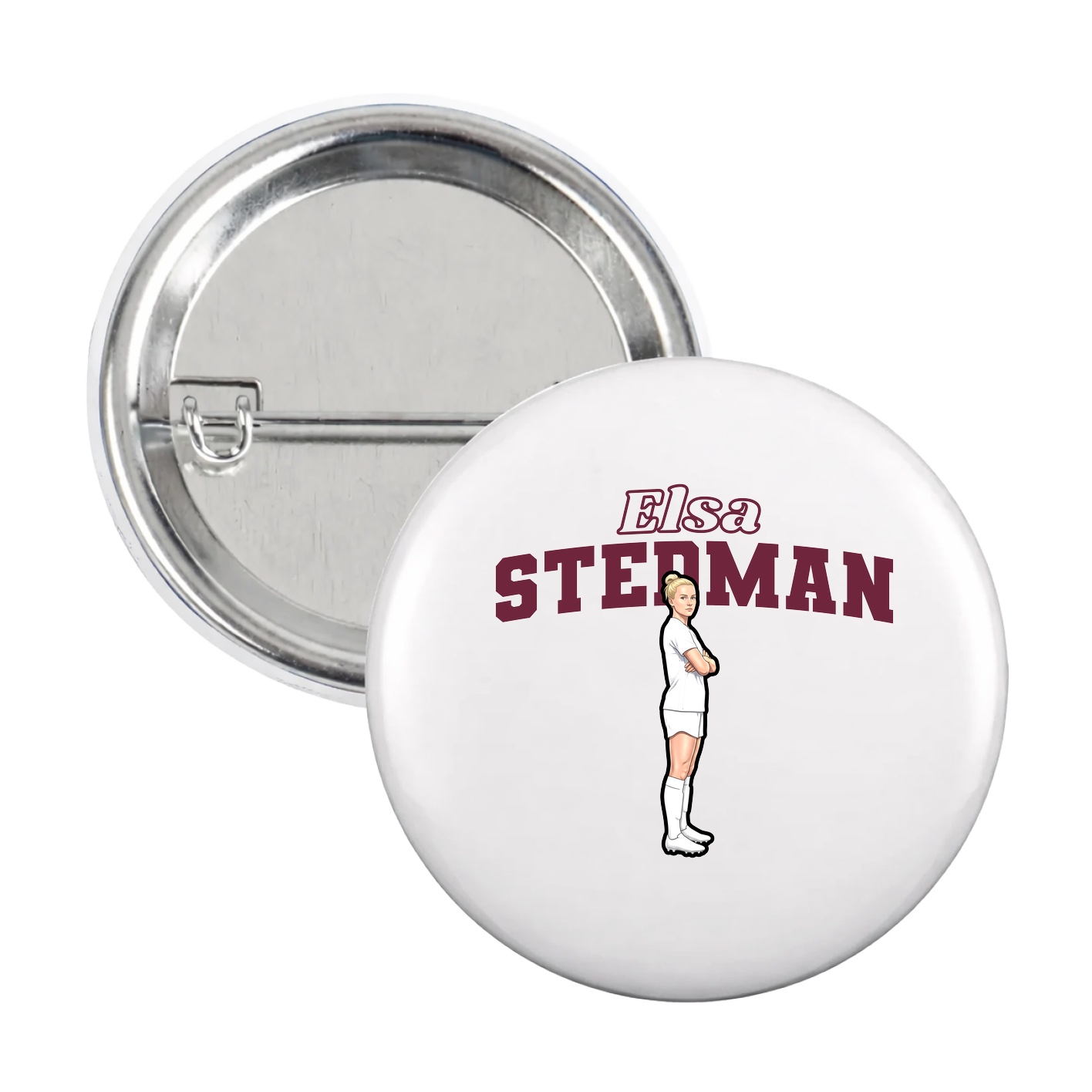 Game Day Button — Name Arch in White