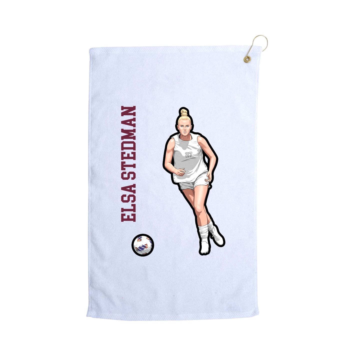 Golf Towel — Name Vertical in White