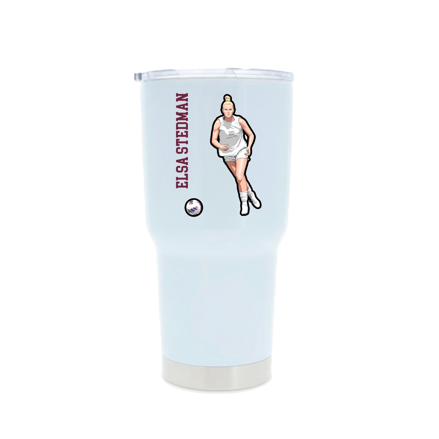 30oz Stainless Steel Tumbler — Name Vertical in White