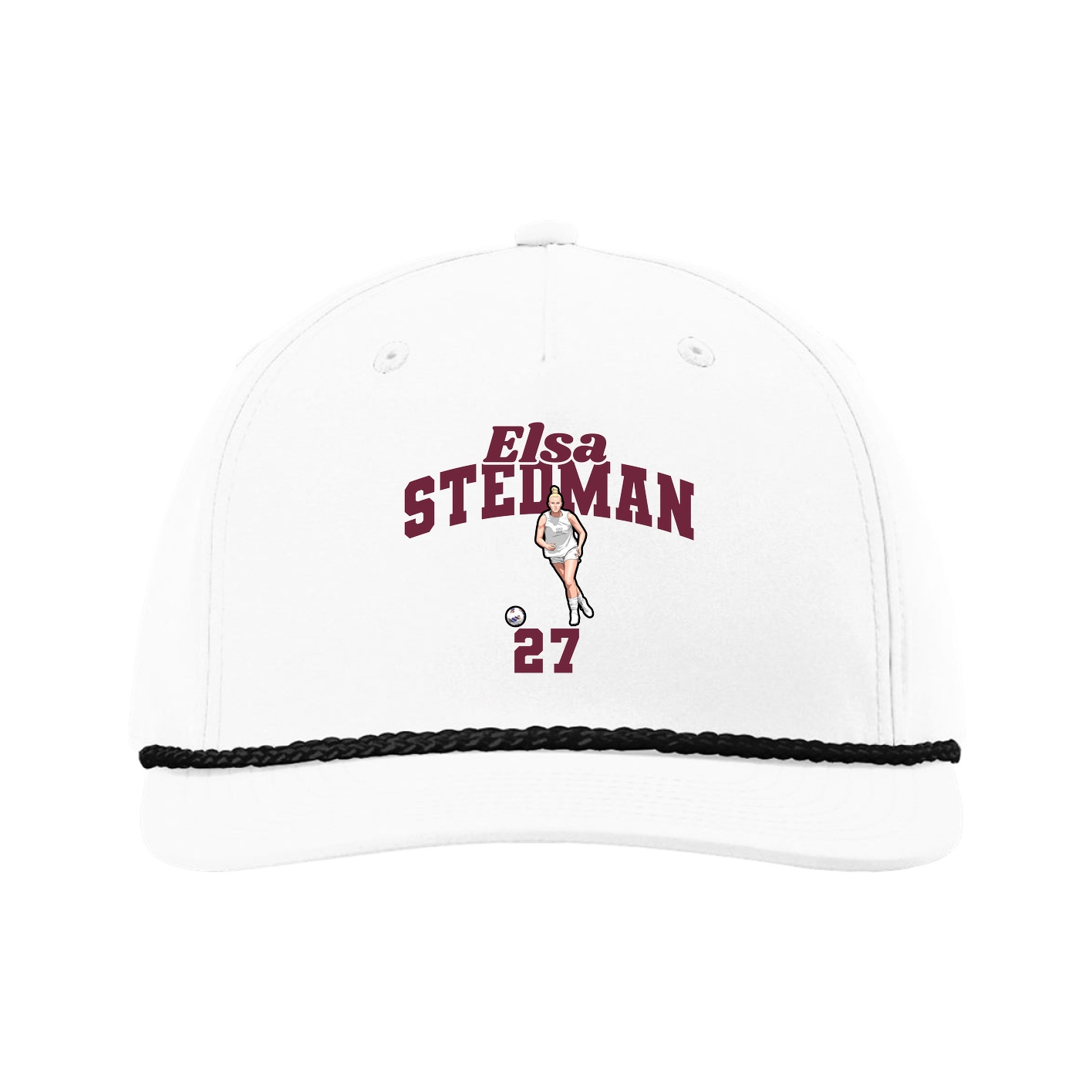 Five-Panel Classic Rope Cap — Signature Arch in White