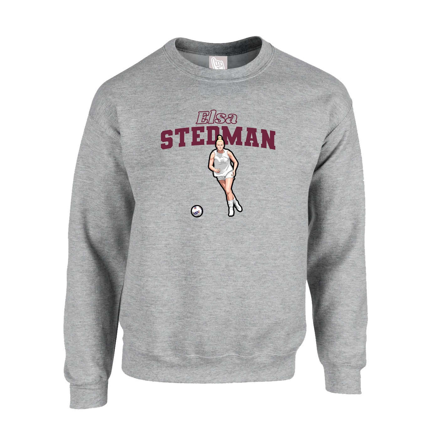 Fleece Crew — Name Arch in Grey