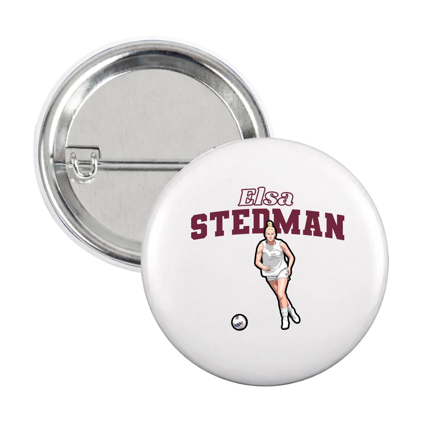 Game Day Button — Name Arch in White