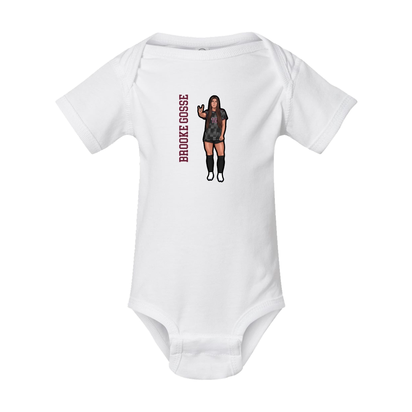 Baby Onesie — Name Vertical in White