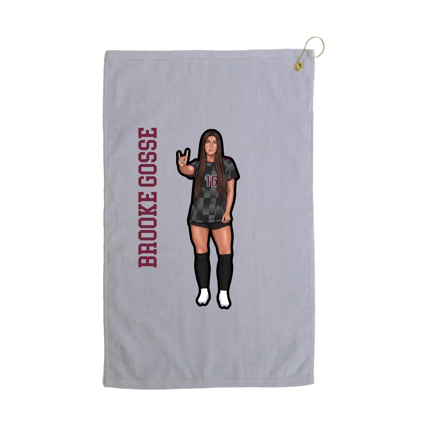 Golf Towel — Name Vertical in Grey