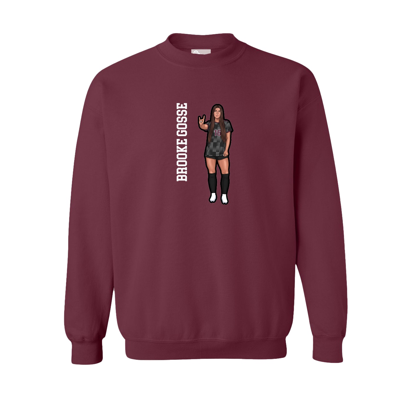Fleece Crew — Name Vertical in Maroon