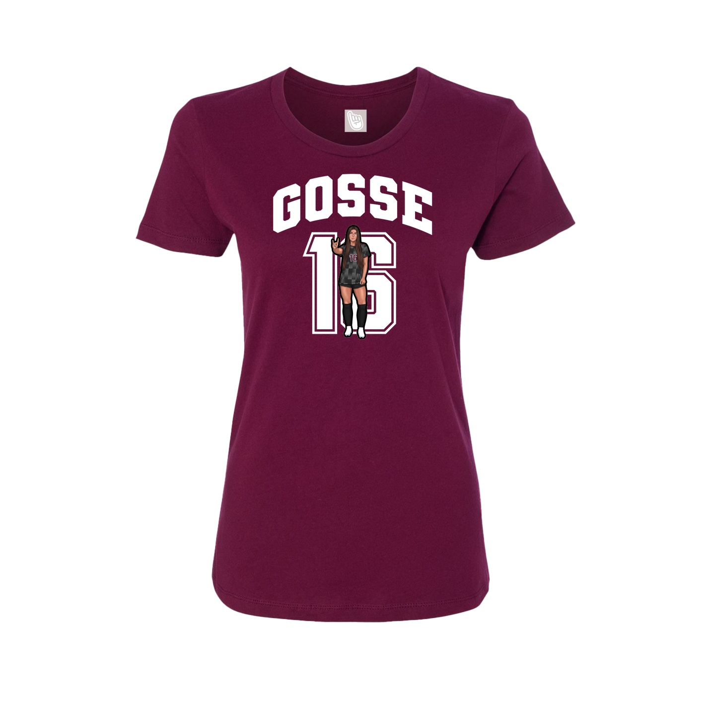 Fitted Women's Tee — Number in Maroon
