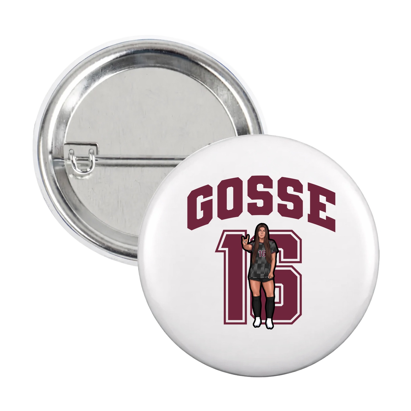 Game Day Button — Number in White