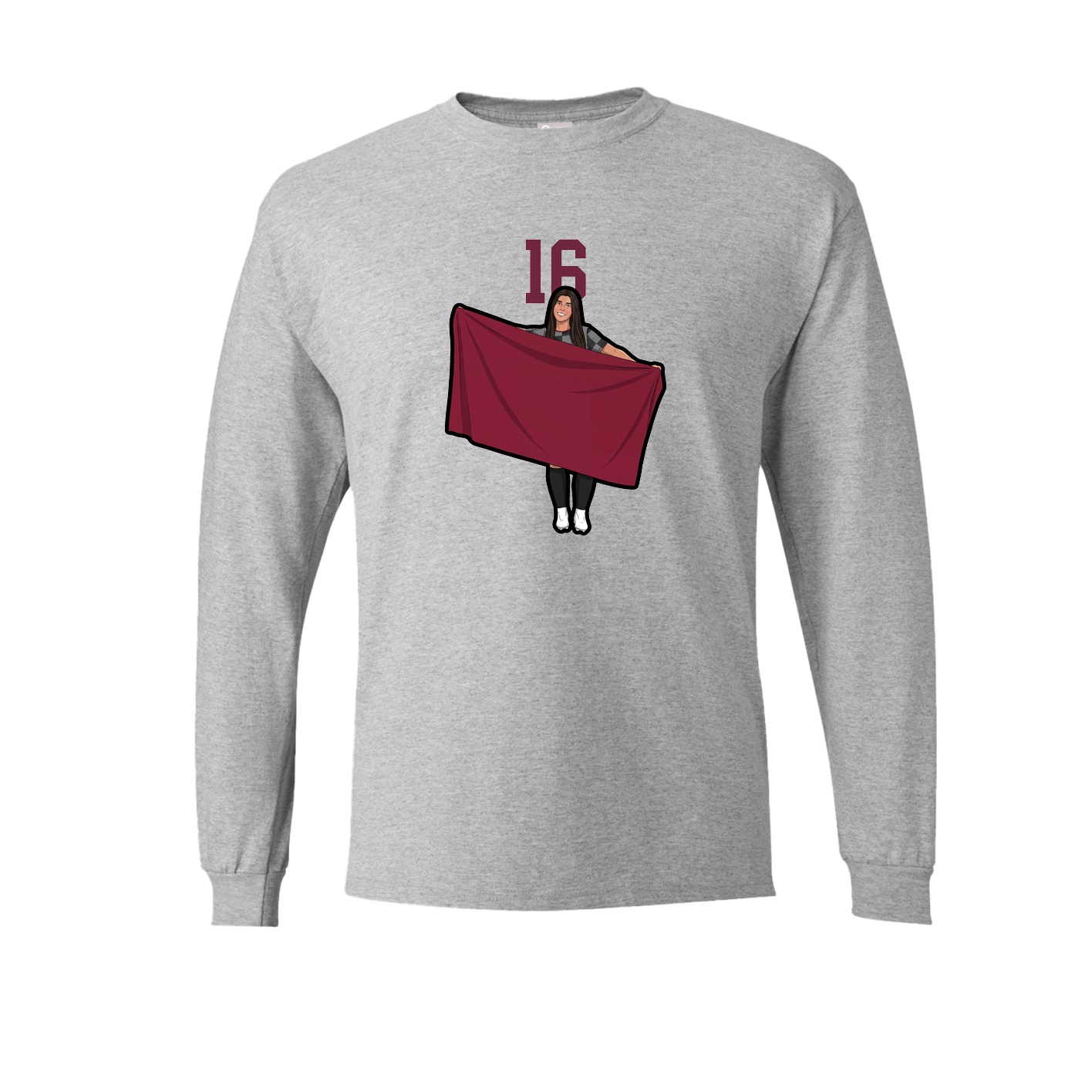 Long Sleeve Tee — Number Top in Grey