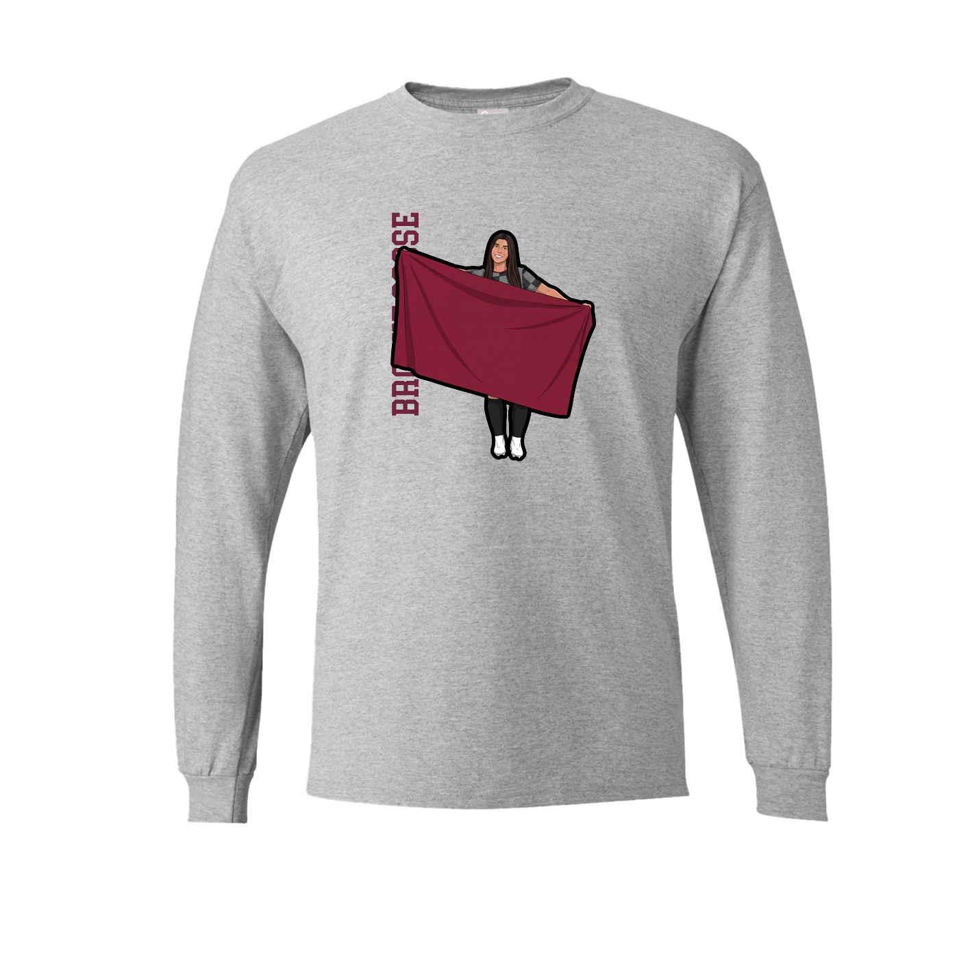Long Sleeve Tee — Name Vertical in Grey