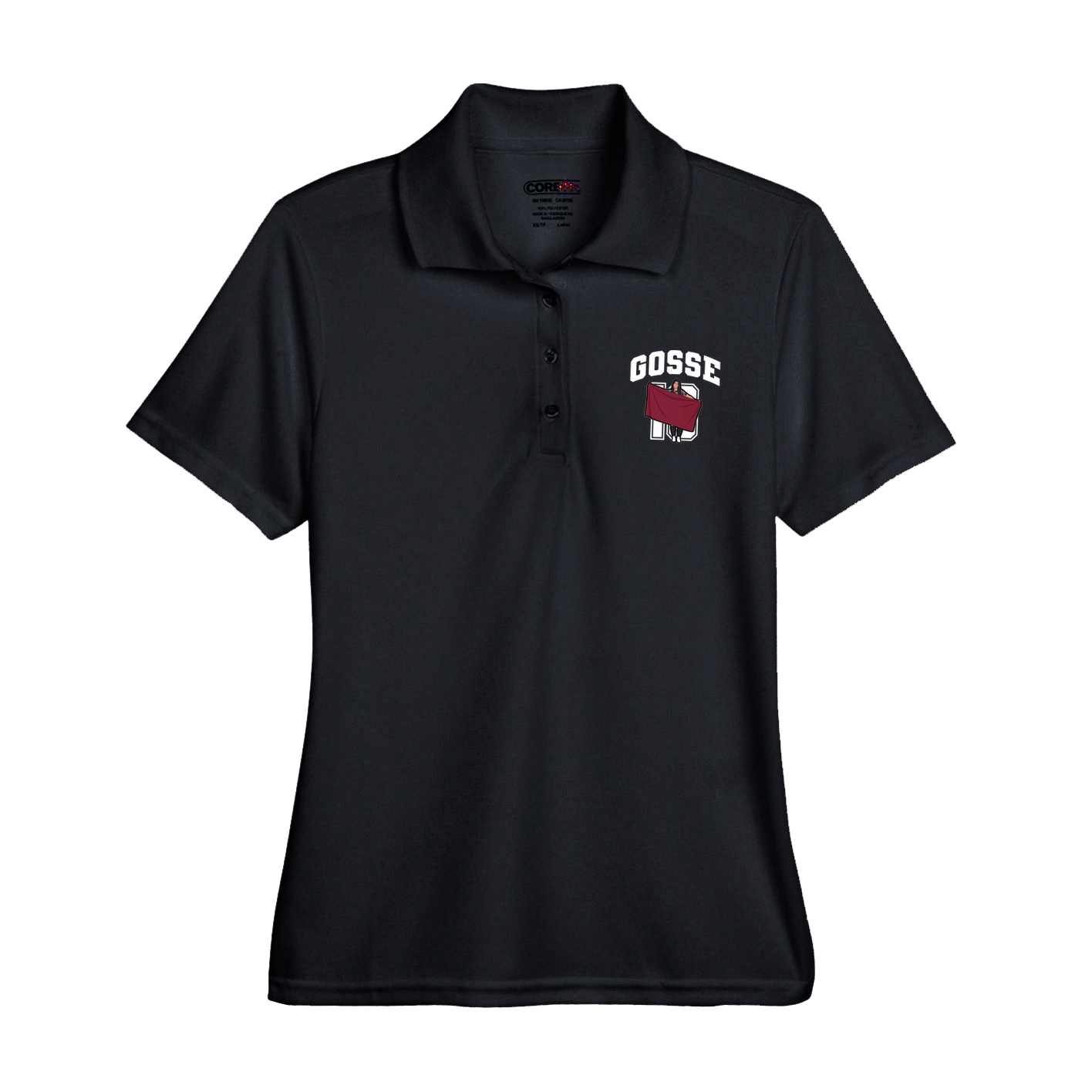 Womens Performance Polo — Number in Black