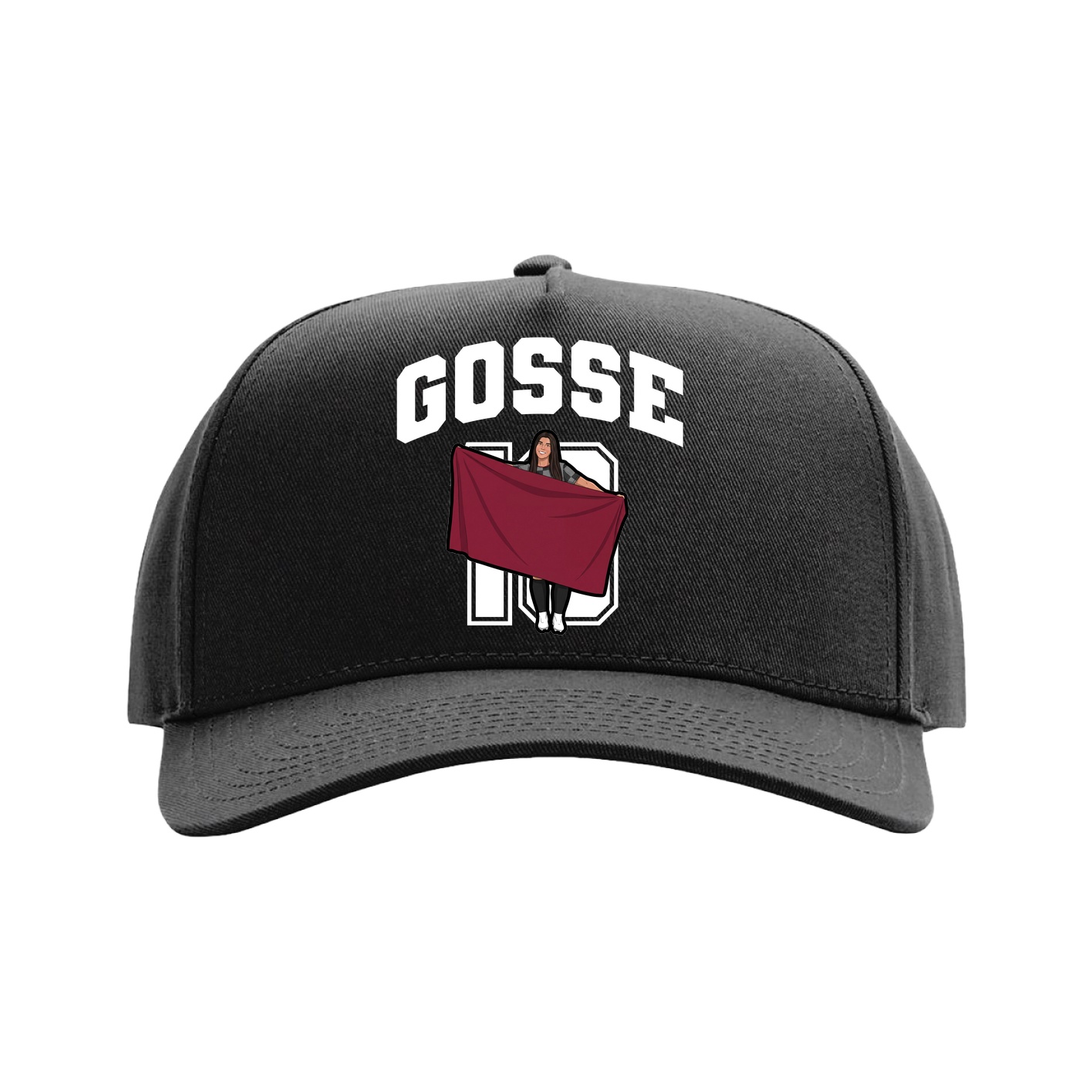 Full Fabric Five-Panel Champ Cap — Number in Black