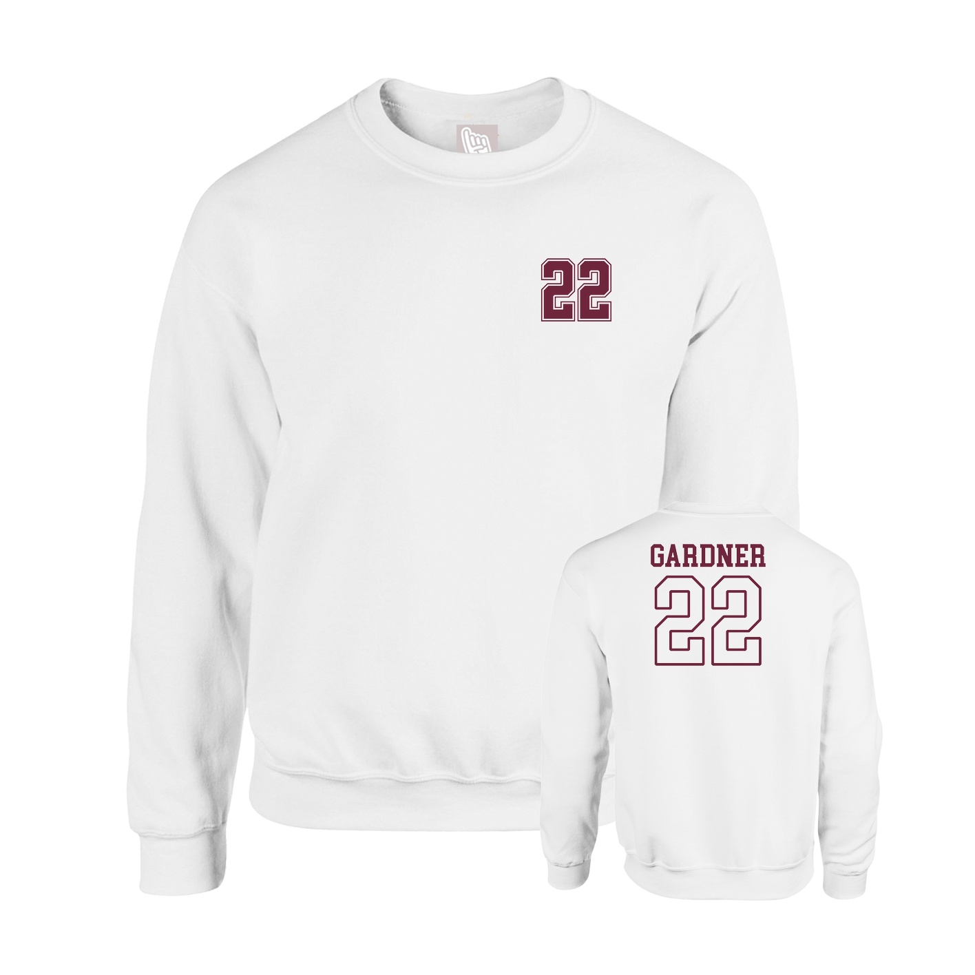 Fleece Crew — Chest Back in White