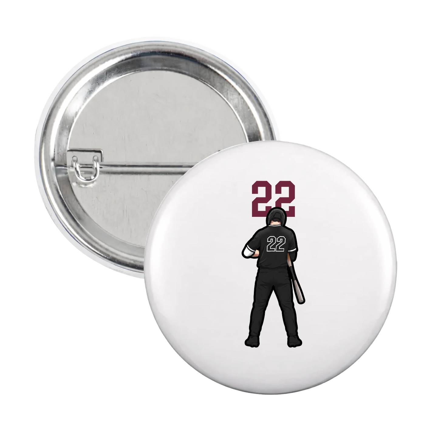 Game Day Button — Number Top in White