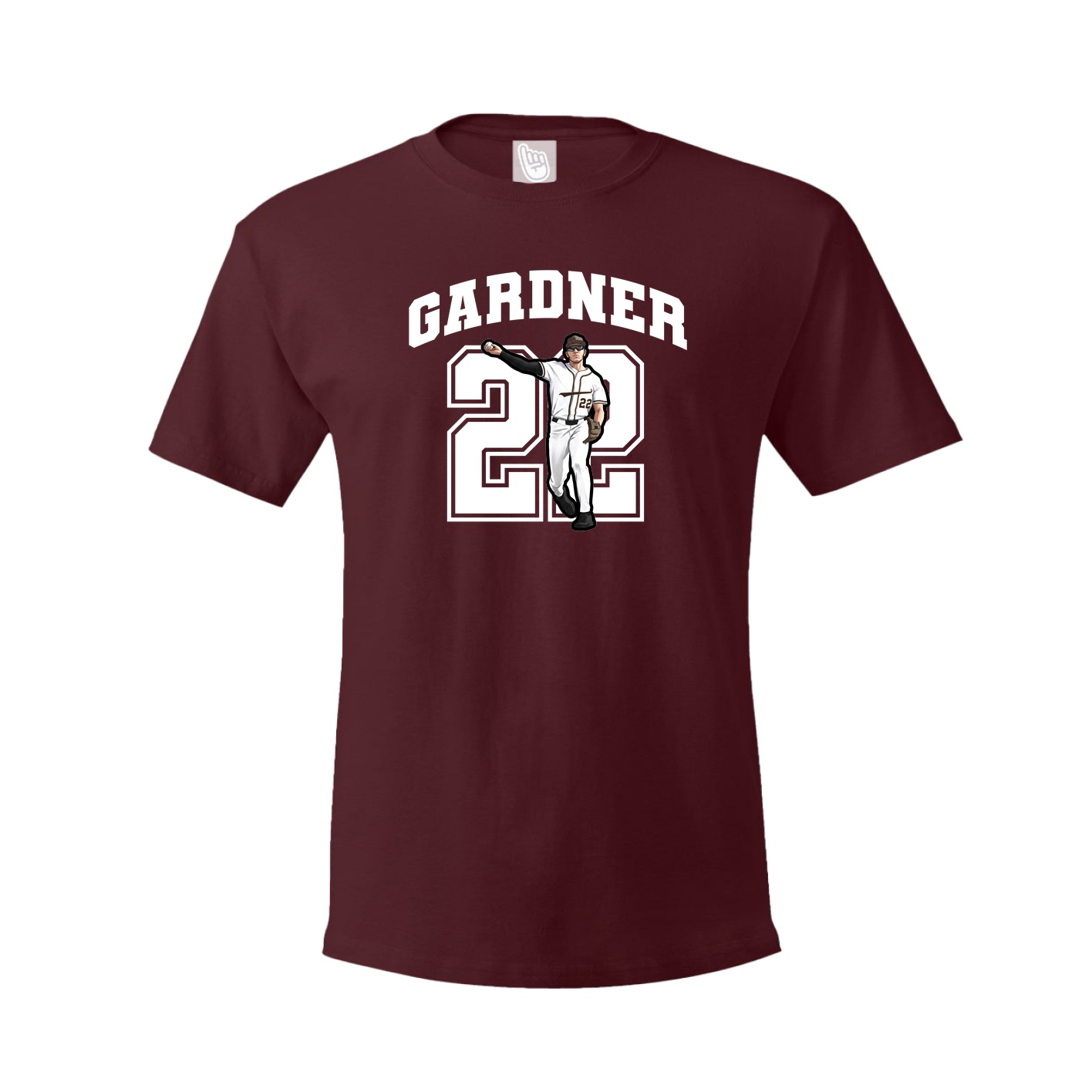 Youth Tee — Number in Maroon