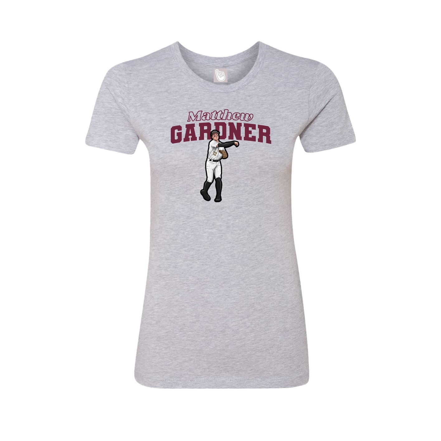 Fitted Women's Tee — Name Arch in Grey